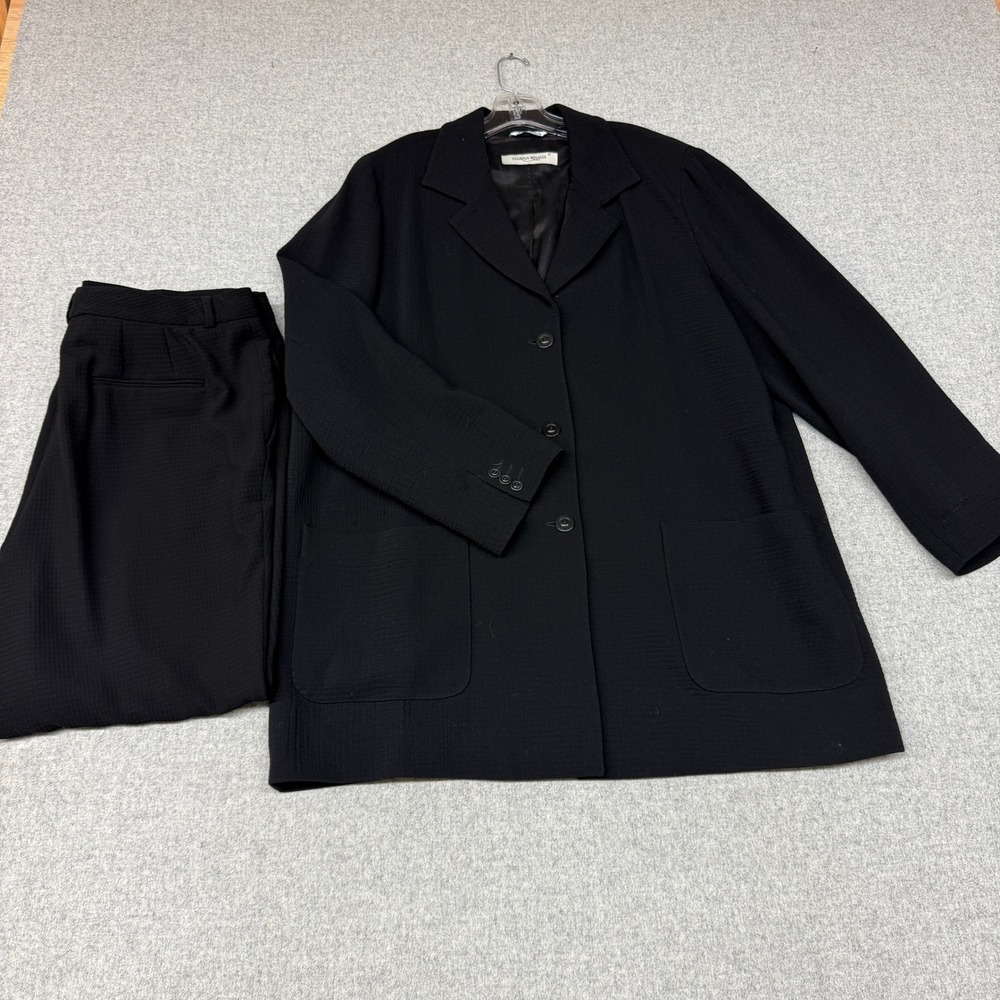 Marina Rinaldi Blazer DKNY Pants Set 27 16W Black Wool Textured Professional Sui